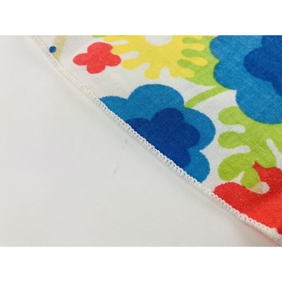 1960s Mod Retro Flower Power Table cloth Round Butterfly Blue Red Yellow 68" Che - Picture 13 of 14